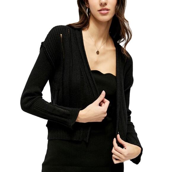 Free People Knit Stevie Cardigan In Black Size XS - Picture 1 of 11